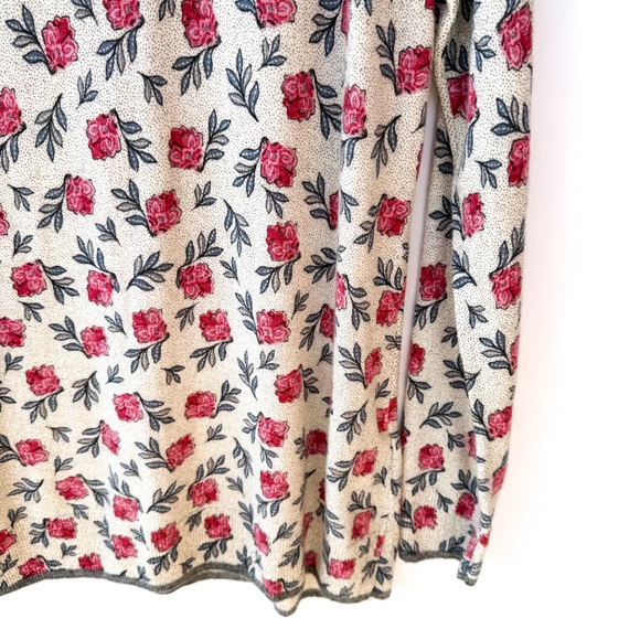 NWT Ann Taylor LOFT Pink Rose Floral Print Wool Blend Sweater Large - Picture 7 of 8